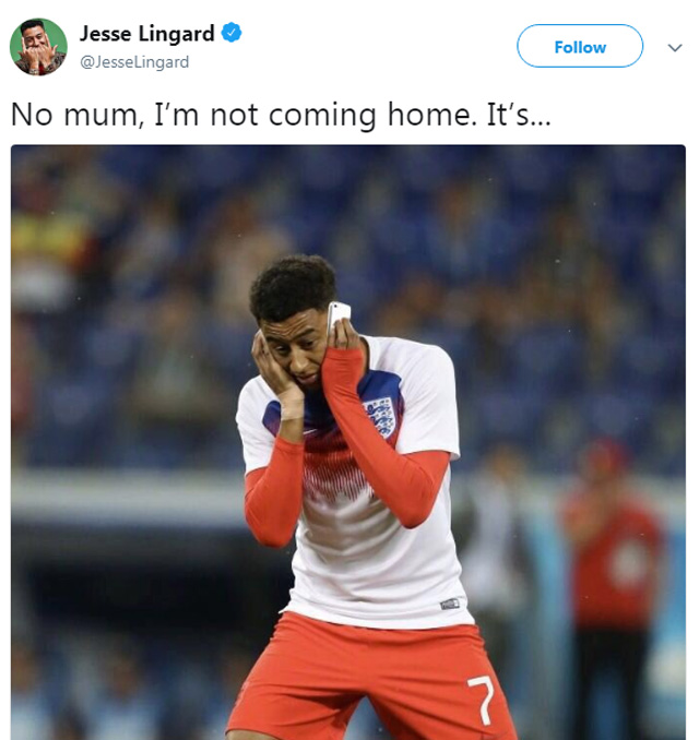 Lingard hài hước trên mạng xã hội sau chiến thắng trước Colombia: 