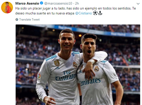 Marco Asensio đăng lên trang Twitter: 