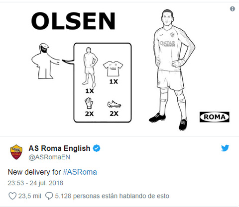 Roma công bố chiêu mộ thành công Olsen
