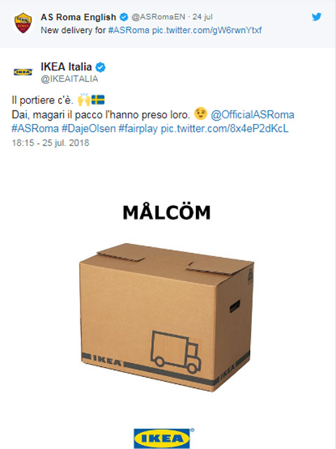 IKEA chế giễu Roma vì mua hụt Malcom
