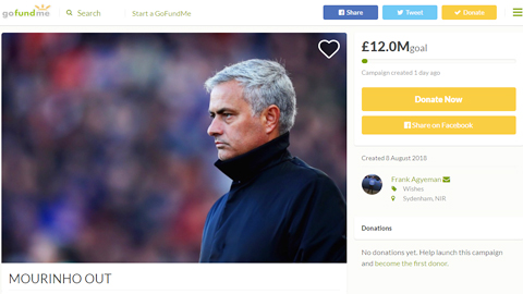 Fan cuồng Man United gây quỹ để sa thải Mourinho