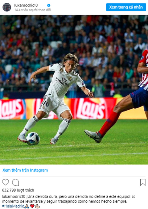 Modric chia sẻ trên mạng xã hội về khát khao chiến đấu cùng Real Madrid