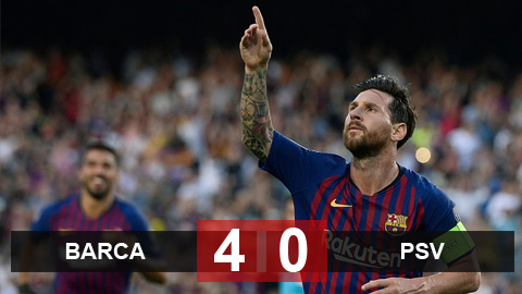 Barca 4-0 PSV: Messi tỏa sáng giúp Barca nghiền nát PSV