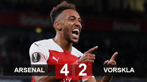 Arsenal 4-2 Vorskla: Aubameyang lập cú đúp giúp Pháo thủ thắng lớn