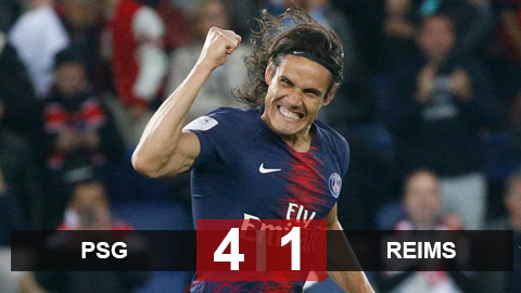 PSG 4-1 Reims: Cavani lập cú đúp giúp PSG tạo kỷ lục