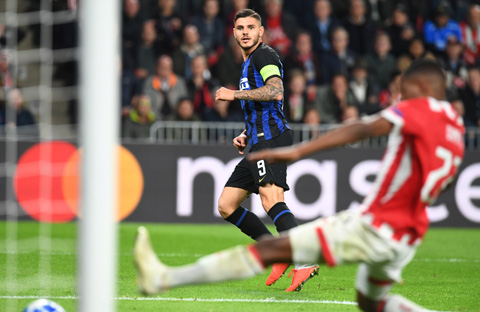 Icardi ghi bàn trong cả hai màn ngược dòng của Inter tại Champions League mùa này