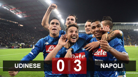 Udinese 0-3 Napoli: Partenopei rút ngắn khoảng cách với Juve