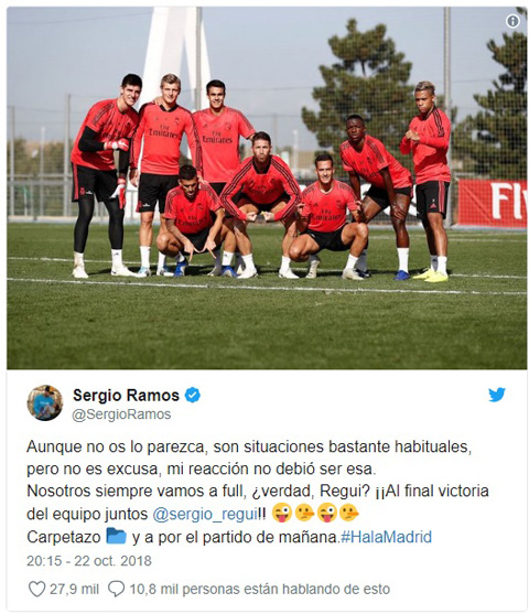 Ramos xin lỗi công khai đàn em trên mạng xã hội