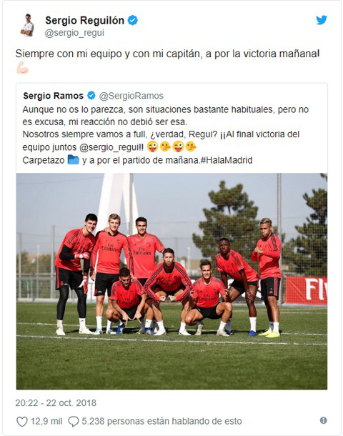 Reguilon trích lời xin lỗi của Ramos và hòa giải vấn đề