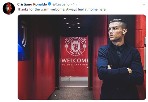 Ronaldo bày tỏ cảm xúc khi trở lại M.U