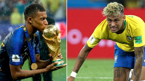 Tại World Cup 2018, trong khi Mbappe giành cúp vàng thì Neymar thất bại nặng nề