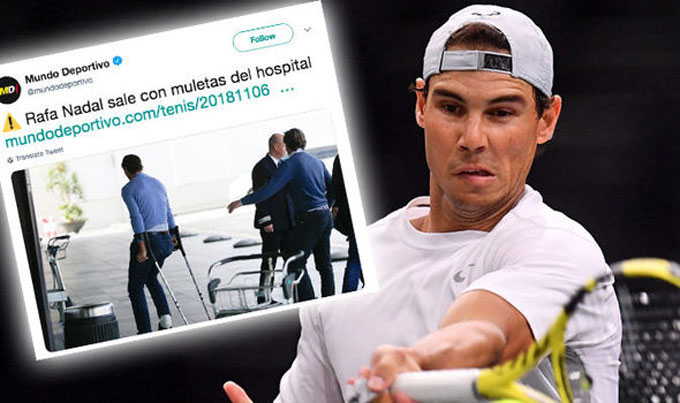 Nadal chống nạng rời bệnh viện sau ca phẫu thuật