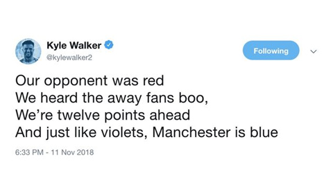Walker làm thơ trên Twitter chế nhạo M.U