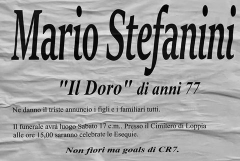 Áp phích thông báo về đám ma của ông Stefanini