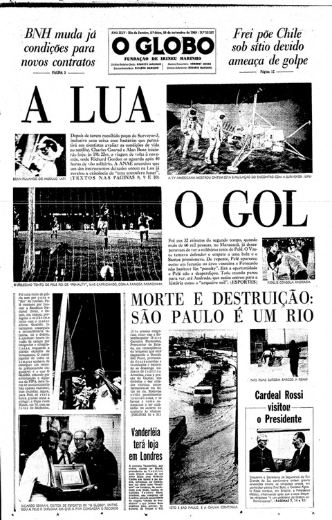Mặt báo Brazil chia đôi vì Pele và Apollo 12