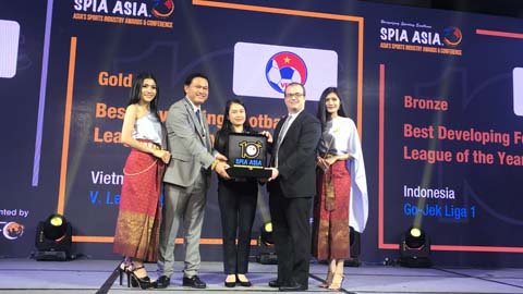 V.League đoạt giải Vàng hạng mục giải đấu Phát triển tốt nhất châu Á 2018