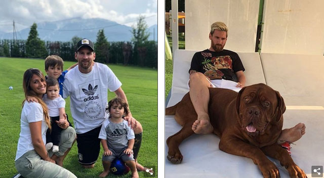 Messi thích dành thời gian bên gia đình và chơi cùng chú chó Hulk