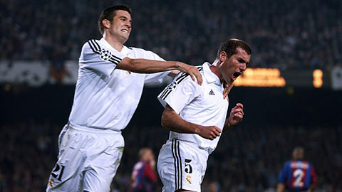 Solari và Zidane khi còn là đồng đội trong màu áo Real