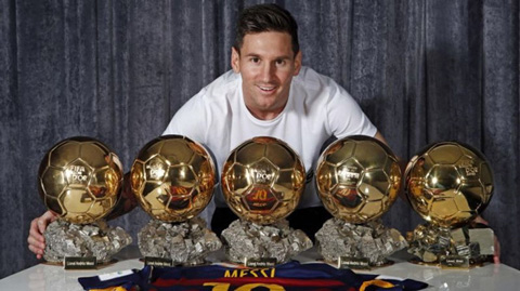 Messi giành đến 5 Quả bóng Vàng nhưng năm nay lại chỉ về đích thứ 5