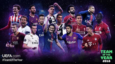 Danh sách ĐHTB 2018 của UEFA: Real và Barca thống trị