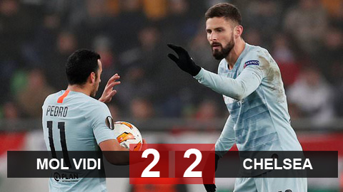 MOL Vidi 2-2 Chelsea: "Chân gỗ" Giroud lập siêu phẩm đá phạt