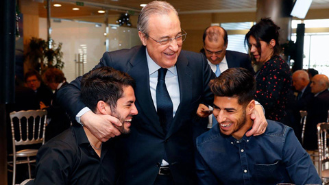 Chủ tịch Perez thân thiết với hai sao trẻ Isco và Asensio trong bữa tiệc Giáng sinh sớm của Real