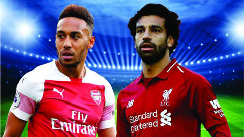 Cả Salah và Aubameyang (trái) đều nằm trong Top 3 chân sút hàng đầu Premier League mùa này