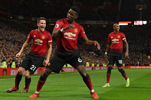 Tình huống ăn mừng thái quá của Pogba trong trận thắng Bournemouth 4-1 mới đây