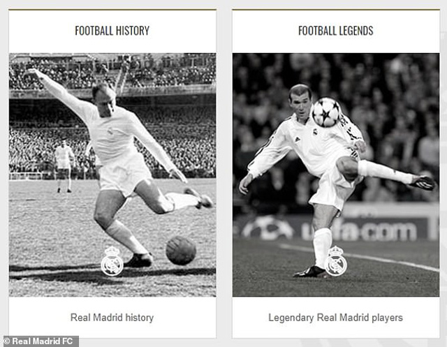 Câu lạc bộ chọn giới thiệu Alfredo Di Stefano và Zinedine Zidane, thay vì Ronaldo, trong phần Lịch sử bóng đá và Huyền thoại bóng đá trên trang web của họ