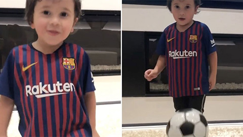 Con trai Messi bộc lộ kỹ năng dứt điểm thượng thừa