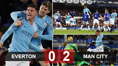 Everton 0-2 Man City: Tạm chiếm ngôi đầu