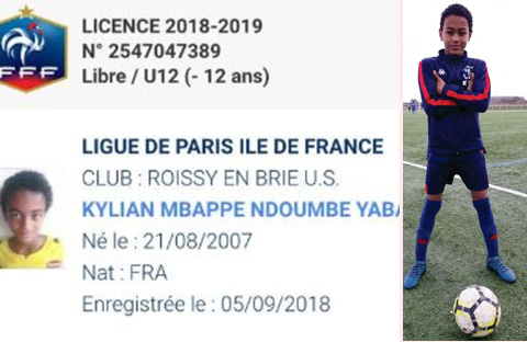 Mbappe đang khoác áo đội U12 Roissy-en-Brie