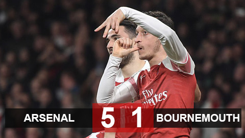 Arsenal 5-1 Bournemouth: Oezil bắt nhịp tiệc bàn thắng