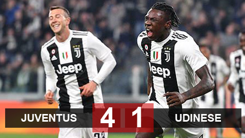 Juventus 4-1 Udinese: Măng non Kean tỏa sáng