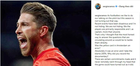 Ramos chia sẻ tất cả những gì liên quan tới mình và CLB Real trên Instagram