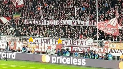 Bayern bị phạt nặng vì banner chửi VAR & UEFA