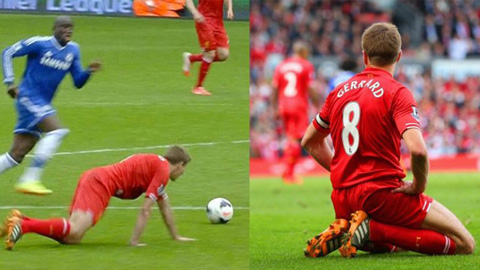 Gerrard từng trượt chân khiến Liverpool mất cúp vào năm 2014