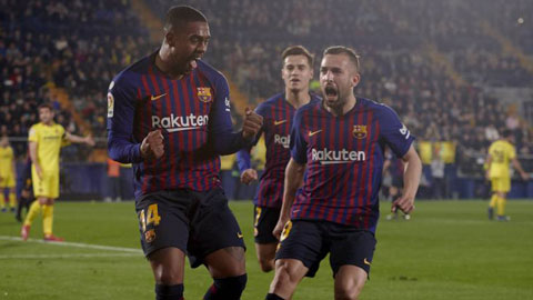 Malcom (trái) ăn mừng bàn thắng nâng tỷ số lên 2-0 vào lưới Villarreal rạng sáng qua