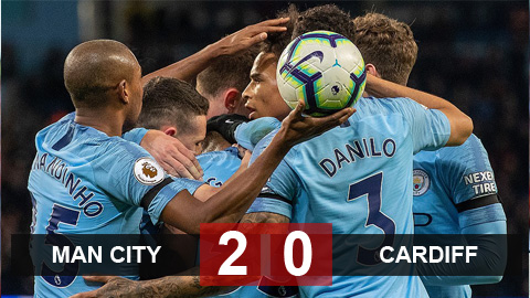 Man City 2-0 Cardiff: Thắng nhẹ nhàng, Man City lên ngôi đầu bảng