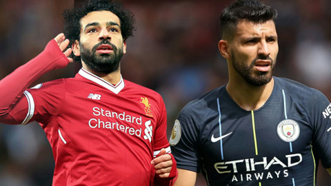 Salah (trái) và Aguero đều có 19 bàn và cùng dẫn đầu danh sách Vua phá lưới