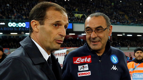 Khi Sarri (phải) rời Napoli, không còn đội bóng nào ở Serie A đủ sức đua với Juventus của Allegri