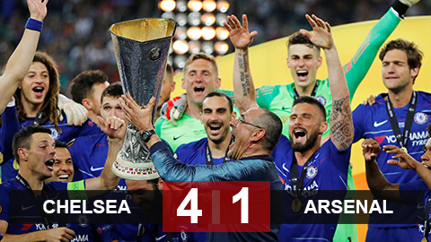 Chelsea 4-1 Arsenal: The Blues vô địch Europa League đầy thuyết phục
