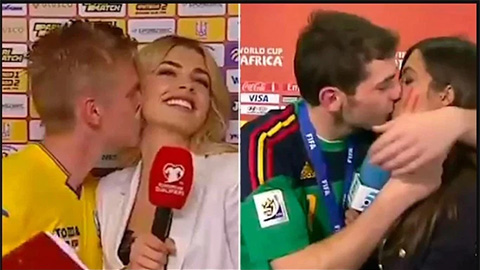 Học Casillas, tiền vệ Man City cưỡng hôn nữ phóng viên xinh đẹp