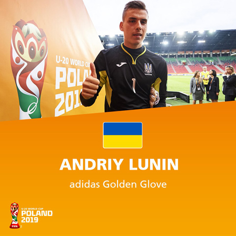 Lunin nhận danh hiệu Găng tay Vàng U20 World Cup 2019