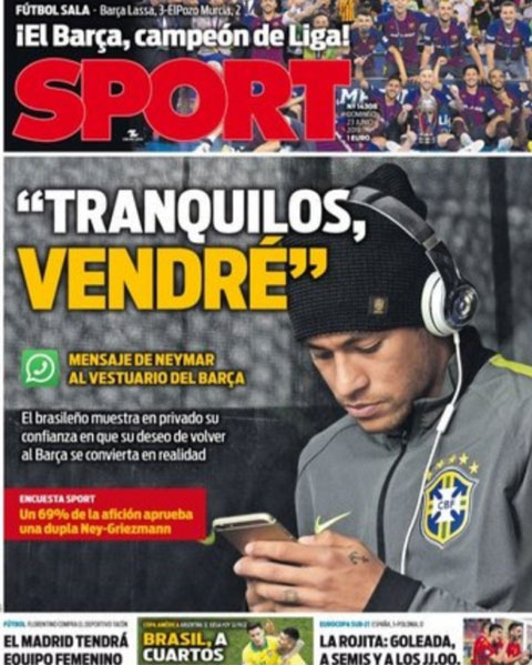 Neymar nhắn tin cho các đồng đội tại Barca khẳng định sẽ quay trở lại