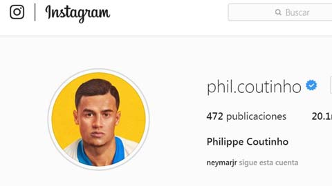 Coutinho mới thay ảnh đại diện trên Instagram