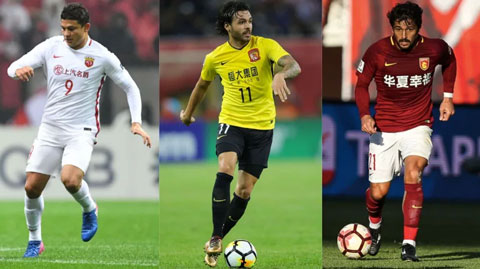 3 trong số 5 cầu thủ người Brazil của Guangzhou Evergrande chuẩn bị nhập tich Trung Quốc gồm (trái sang) Elkeson, Ricardo Goulart và Aloisio Goncalves 