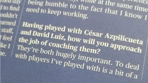 HLV Lampard ghi chú về Luiz thời điểm chưa chuyển sang Arsenal