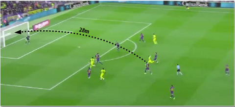 Siêu phẩm vào lưới Barca giúp Cazorla có bàn thắng thứ 3 chỉ sau 6 vòng đấu đầu mùa này