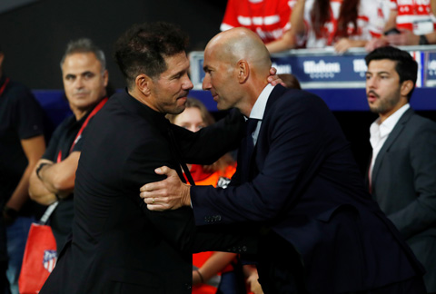 Zidane và Simeone đã bất phân thắng bại trong trận derby Madrid đầu tiên của mùa giải
